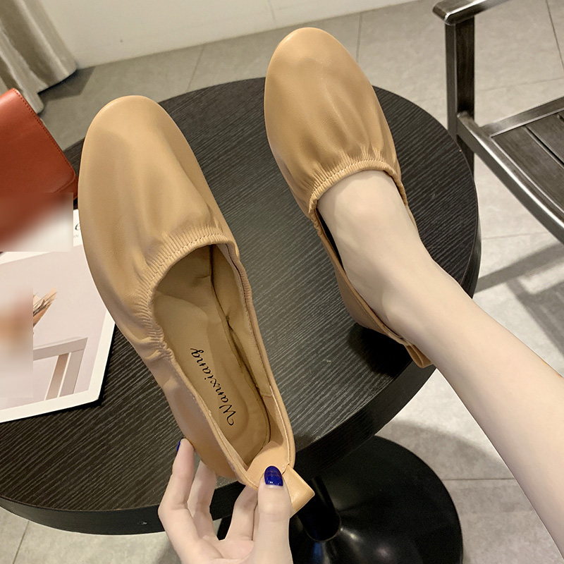 Giày lười đế bệt màu trơn thiết kế thoải mái dành cho nghệ sĩ múa ba lê/y tá/phụ nữ mang thai