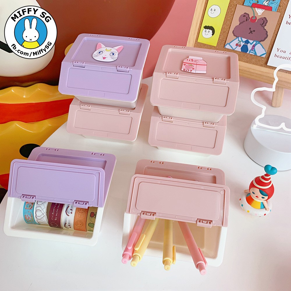 Hộp phụ kiện mini để bàn màu pastel xinh xắn phong cách hoạt hình anime Nhật Bản