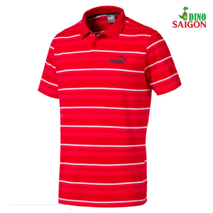 Áo thun polo nam Puma Essentials Striped J (màu Red) - Hàng chính hiệu