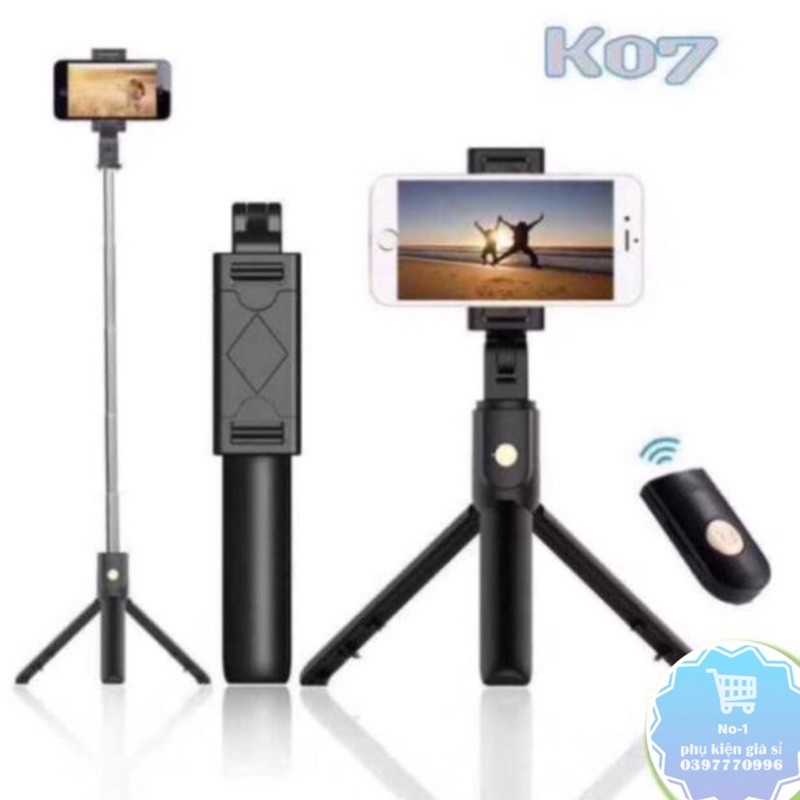 Gậy chụp hình kiêm Tripod 3 chân + Nút bluetooth K07 chính hãng