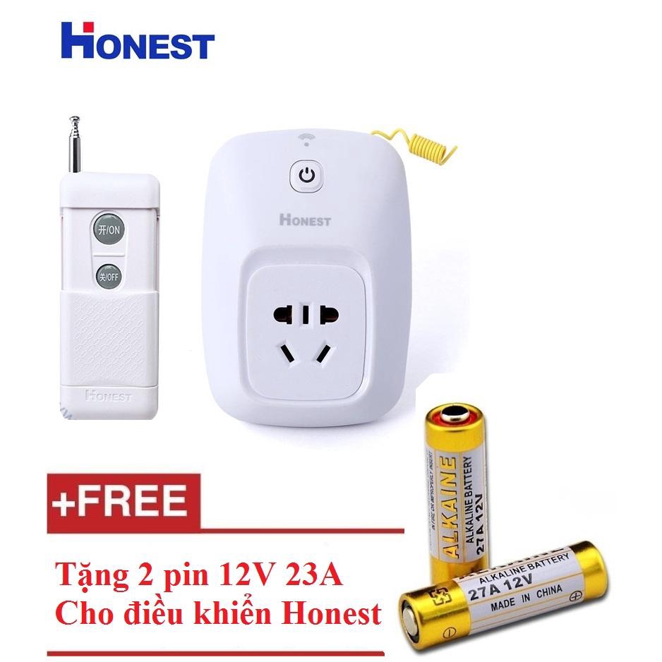 Ổ cắm điều khiển từ xa 1 km công suất lớn Honest 30A/220V 6805W + Tặng 2 pin cho điều khiển- công tắc điều khiển từ xa