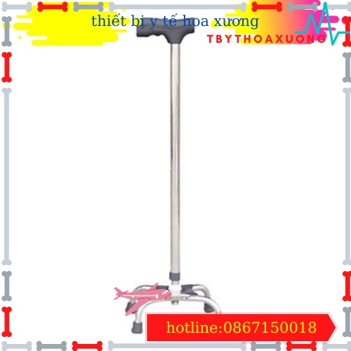 Gậy 4 Chân Lucass Cán Cong Đế Thấp B-934- Có Thể Điều Chỉnh Chiều Cao Cho Người Già