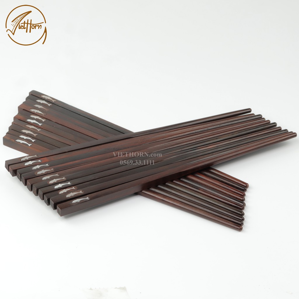 Đũa gỗ trắc cao cấp, khảm cá bạc không cong vênh,bền đẹp. sản phẩm xuất khẩu VIETHORN