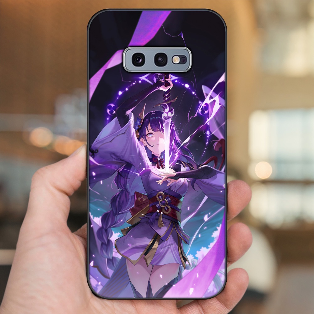 Ốp lưng Samsung S10e viền đen in hình Raiden Shogun Genshin Impact