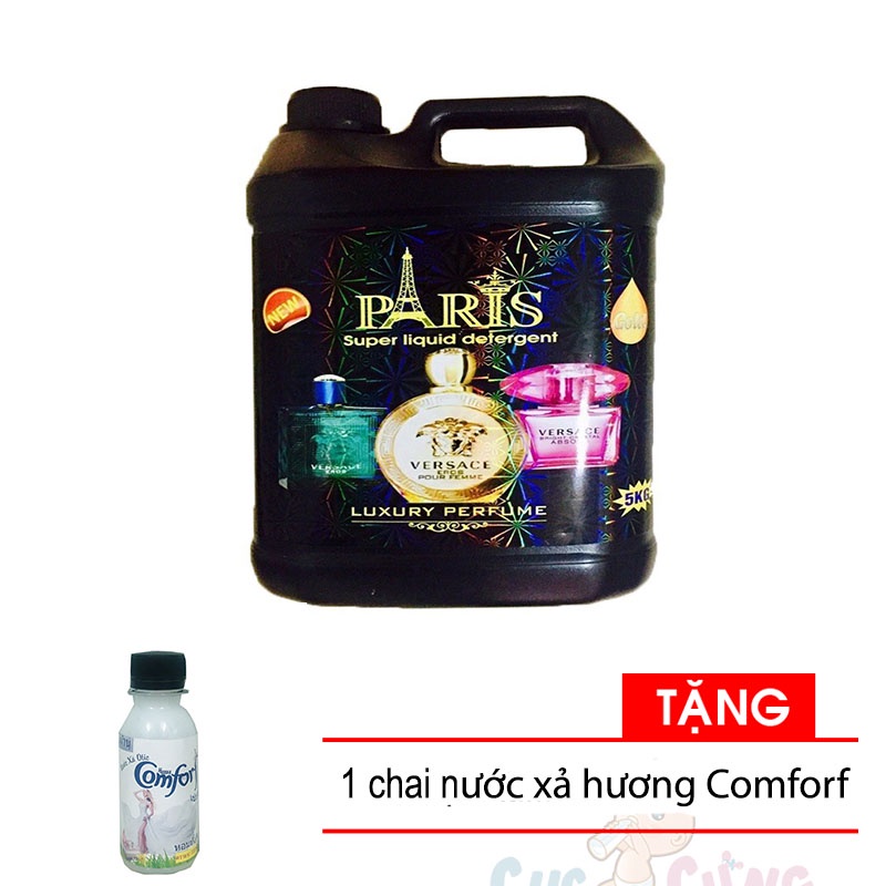 Nước Giặt Paris Thái Lan 5 lít hương nước hoa ( giặt xả 5in1) TẶNG 1 chai nước xả hương Comfort (TRẮNG)