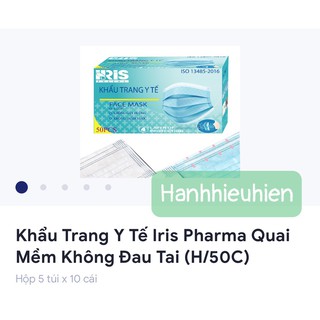 [Bịch 10 cái] Khẩu trang y tế chống đau tai Iris pharma 4 lớp kháng khuẩn - màu xanh