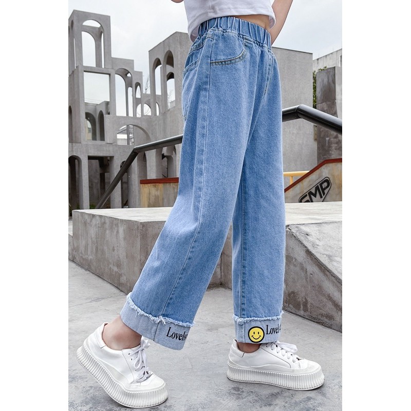 Quần jean ống rộng   ☑️ Quần áo bé gái 10 tuổi hà nội ☑️ Thời trang bé mập 35kg, 40kg, 45kg