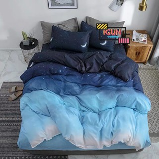 Bộ Chăn Ga Gối Cotton Poly set 4 món nhập khẩu TRỜI GALAXY ĐỔI MÀU XANH