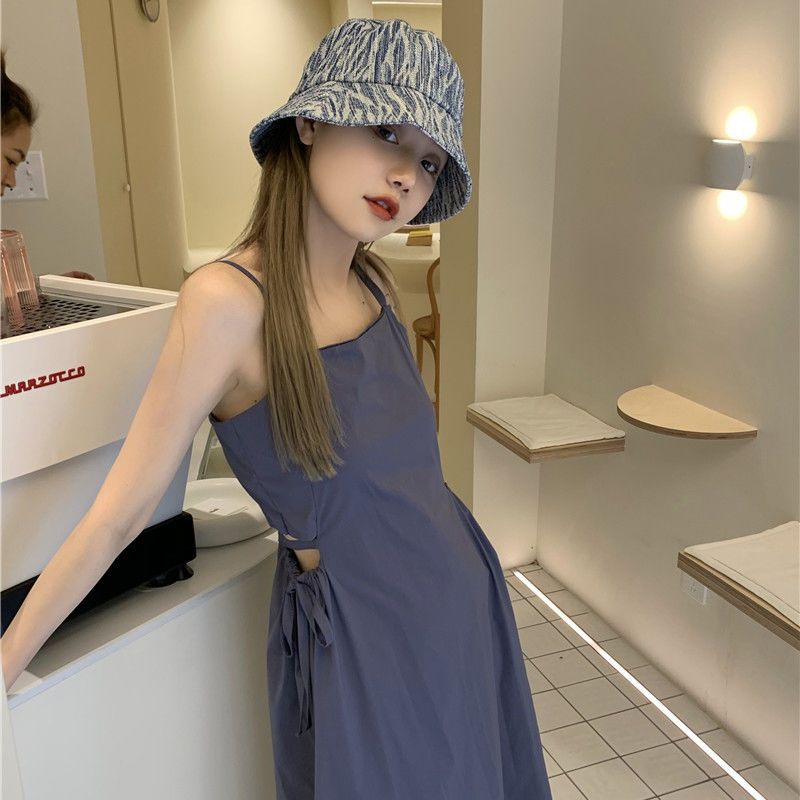 [MURIOKI] Đầm Hở Lưng Màu Sắc Tinh Khiết Phong Cách Hàn Quốc 2022 Cho Nữ