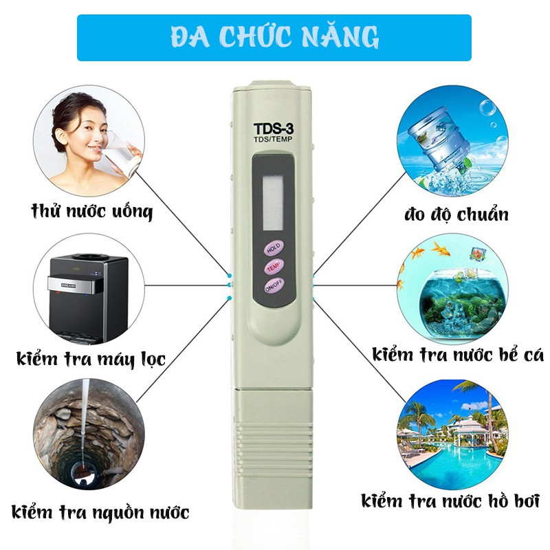 (Video test) Bút Thử Đa Năng Kiểm Tra Nồng Độ Tinh Khiết Của Nước Đo Nồng Độ Dinh Dưỡng Thủy Canh Màn Hình LCD Rõ Nét