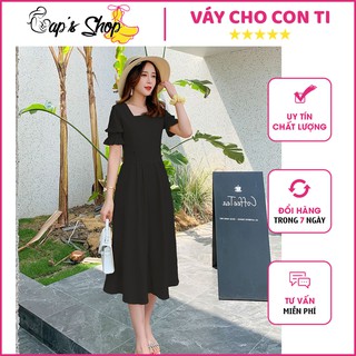 Váy cho con bú, dáng xòe, chất liệu mềm mát, có thể mặc bầu
