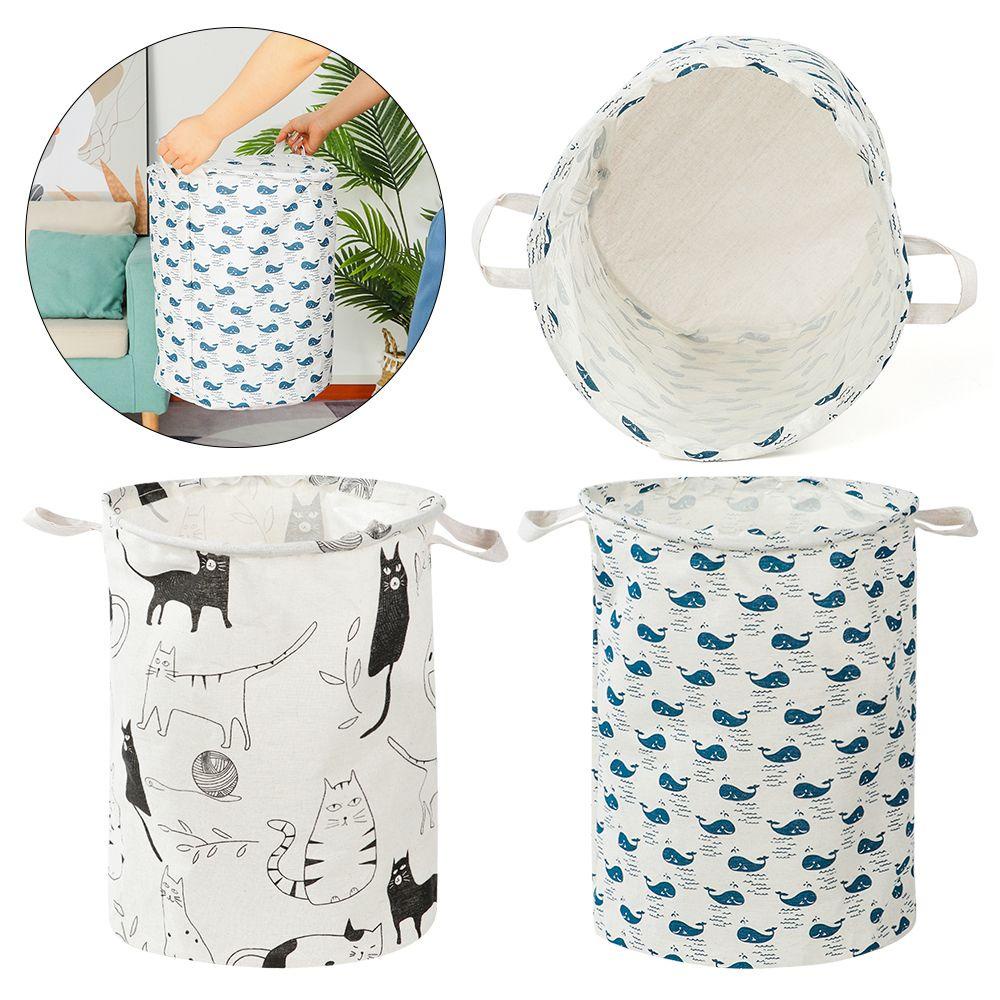 UUMIR Giỏ Vải Lanh Cotton Đựng Quần Áo Bẩn / Đồ Chơi Trẻ Em In Hình Chú Mèo
