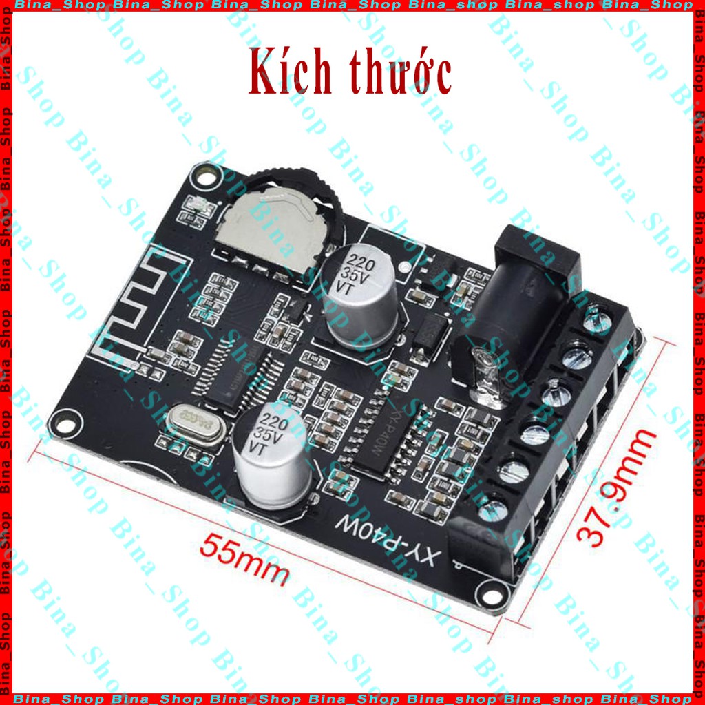 Mạch khuếch đại âm thanh Bluetooth 5.0 XY-P40W DC 6~26V (case mua riêng)