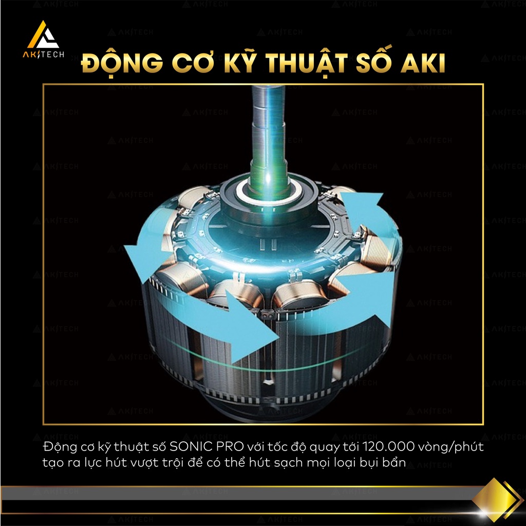 Máy hút bụi lau nhà không dây cầm tay AKI SONIC PRO vừa lau vừa hút nhà cửa, giường nệm, xe hơi công suất 21000PA