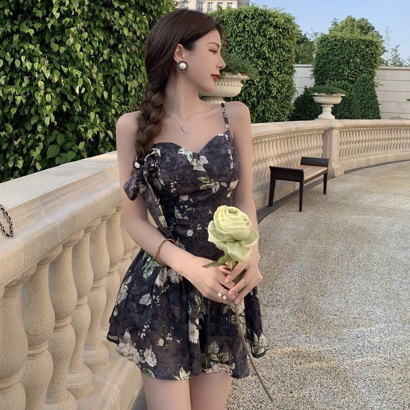 Váy Dây Dạo Phố In Hoa Thời Trang Cho Nữ