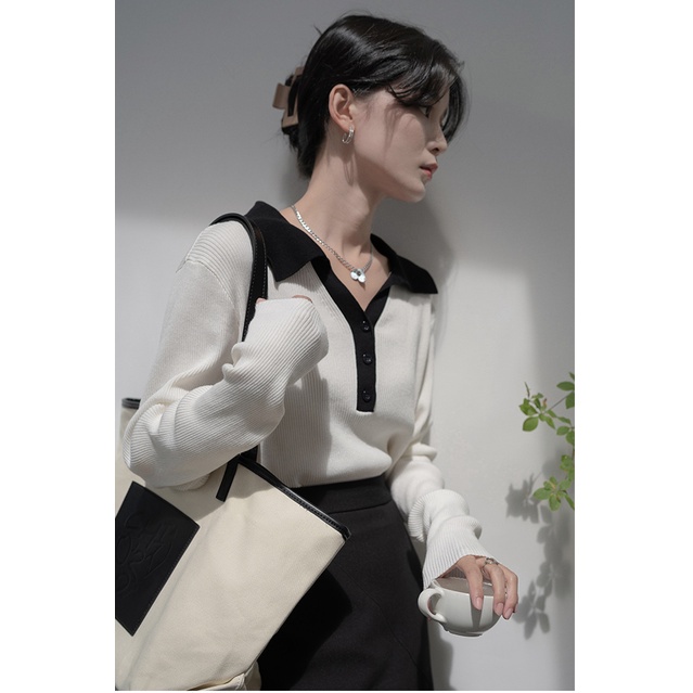 Porozi Áo thun polo  dáng rộng phong cách Hàn Quốc thời trang cho nữ