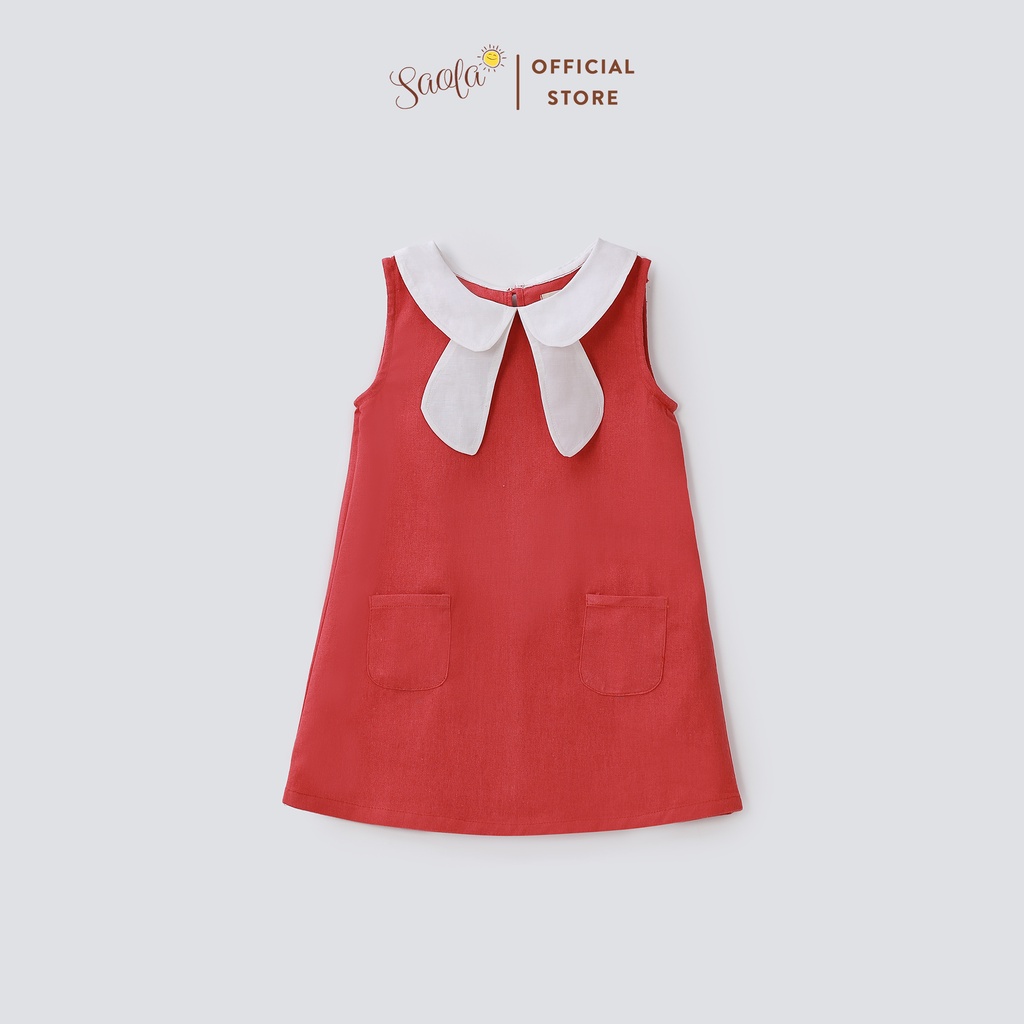 Váy Cho Bé Gái SAOLA KIDS Cổ Phối Nơ Cho Trẻ Em 1,2,3,4,5,6 tuổi - DRL017