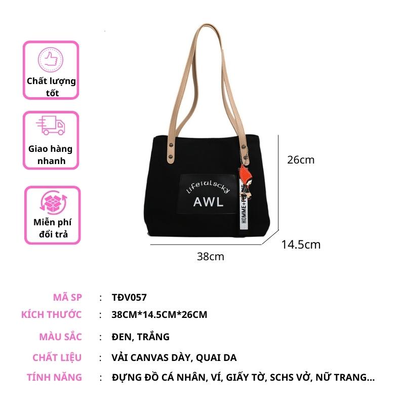 Túi tote vải Canvas đeo vai đi học đi chơi phong cách Hàn Quốc OLUKA STORE TĐV057