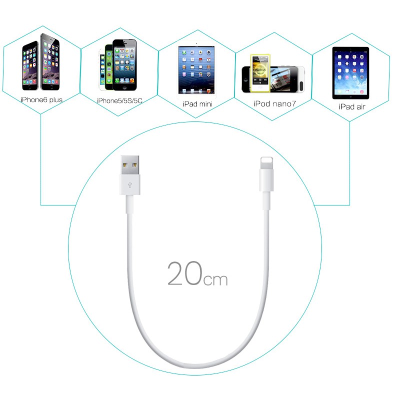 Dây cáp sạc 8pin usb 2.0 màu trắng/đen cho iPhone 5 6 7 Plus iPod Touch iPad 4 Mini 2