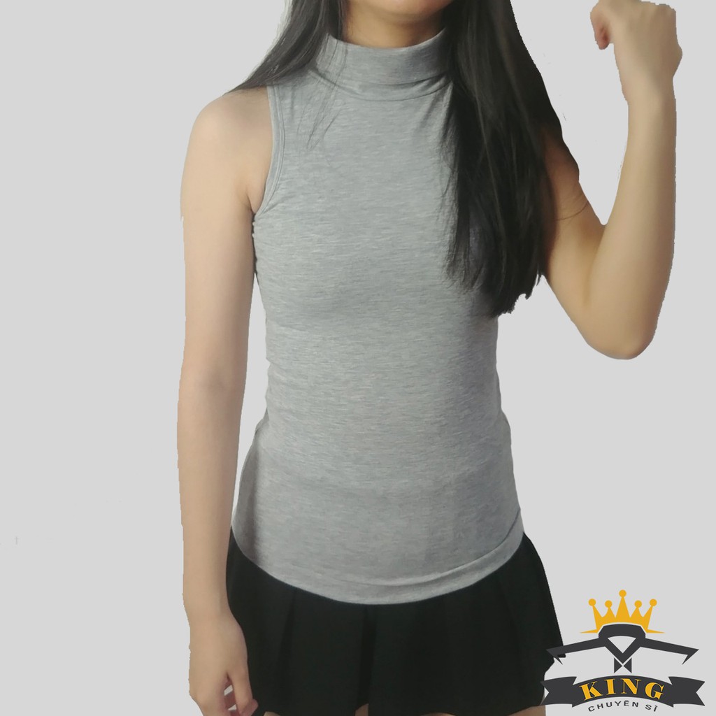 Áo cổ lọ nữ KING giữ nhiệt cổ cao nữ sát nách , form ôm, chất cotton co giãn cao cấp thấm hút mồ hôi tốt T15