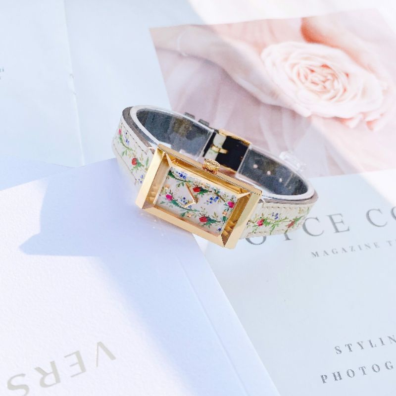 Đồng Hồ Nữ GC gucci hoa nhí quai da