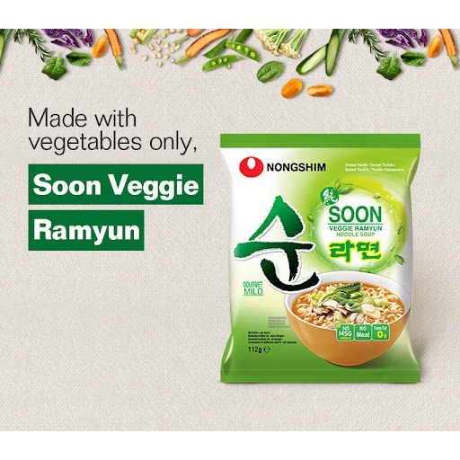 Mì Chay Soon Veggie Ramyun Nongshim 112g Hàn Quốc