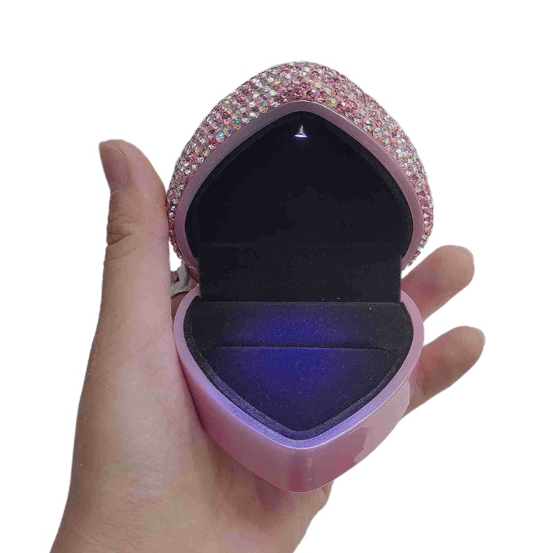 Flgo Hộp Đựng Nhẫn Cưới Lấp Lánh Có Đèn LED Tiện Dụng