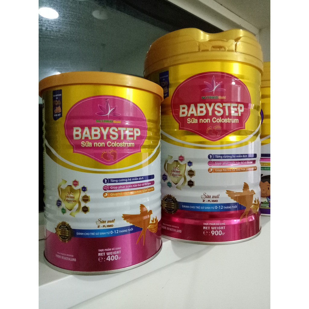Sữa non colostrum dành cho trẻ sơ sinh 0-12 tháng NutrikidGold Babystep 400g &amp; 900g - Ngừa táo bón, giảm nôn trở