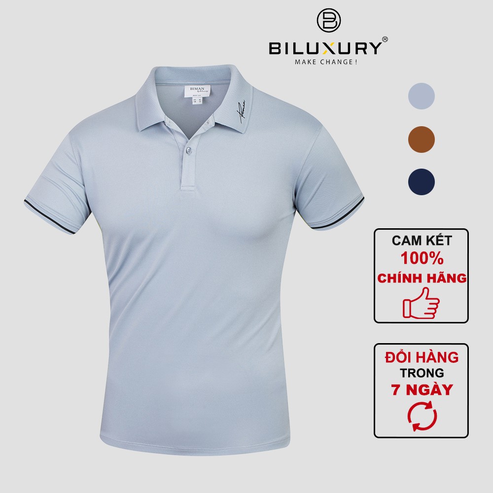 Áo polo nam cổ bẻ Biman by Biluxury thêu cổ lịch lãm vải siêu nhẹ thoáng mát không bai gião 5APCT012