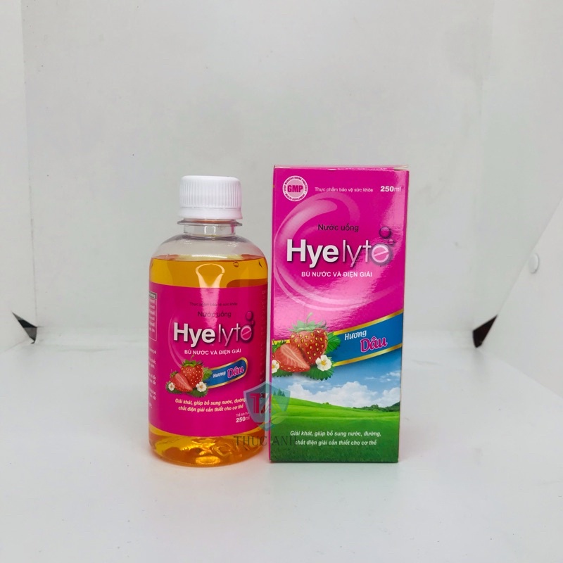 Nước uống điện giải bù nước Hyelyte hương táo, dâu, cam bổ sung chất điện giải hỗ trợ tiêu hóa cho cơ thể chai 250ml