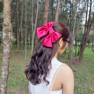 Kẹp tóc hàn quốc HABABU nơ tiểu thư xinh đẹp KT01, cài tóc nữ dễ thương nơ kẹp tóc KT01 màu đỏ đô