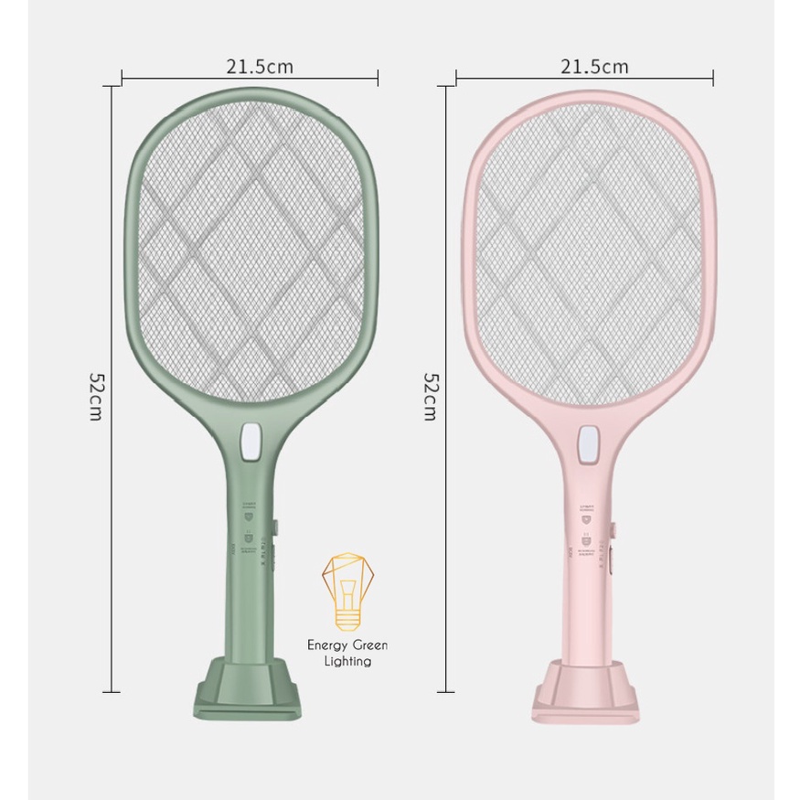 PIN TRÂU Vợt Bắt Muỗi Energy Green Lighting FS-011 Kiêm Đèn Thu Hút Muỗi , Diệt Muỗi - 3 Lớp Lưới