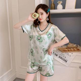 Bộ Đồ Ngủ Tay Ngắn Bằng Lụa Satin Size Rộng Thời Trang Dành Cho Bạn Nữ