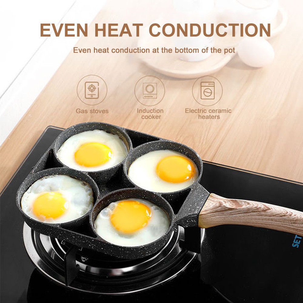 Khuôn chảo rán trứng 4 lỗ tròn, chảo chiên trứng, dùng được bếp gas, bếp  từ, chống dính, tiện lợi, an toàn | Shopee Việt Nam