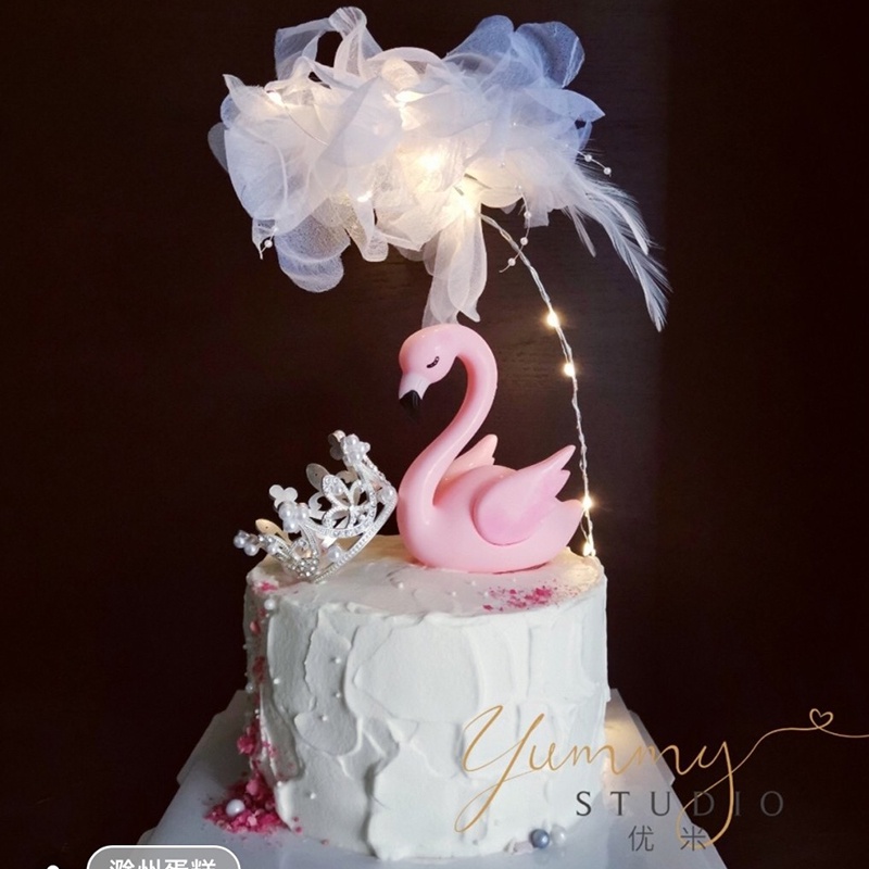 Phụ Kiện Trang Trí Bánh Kem Sinh Nhật Kiểu Lông Vũ Nhiều Màu Sắc Dễ Thương