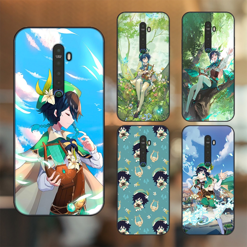 Ốp lưng Oppo Reno 2 viền đen in hình Venti Genshin Impact