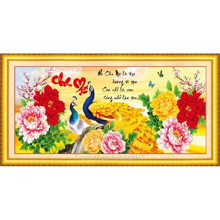 Tranh đính đá cha mẹ 110*50cm DF310 - tự đính