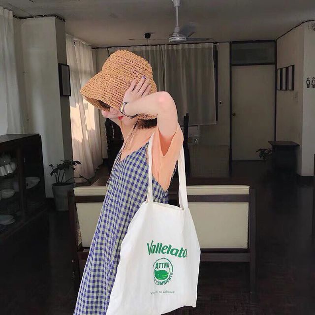 [Corn9] Set yếm dây caro + áo hồng