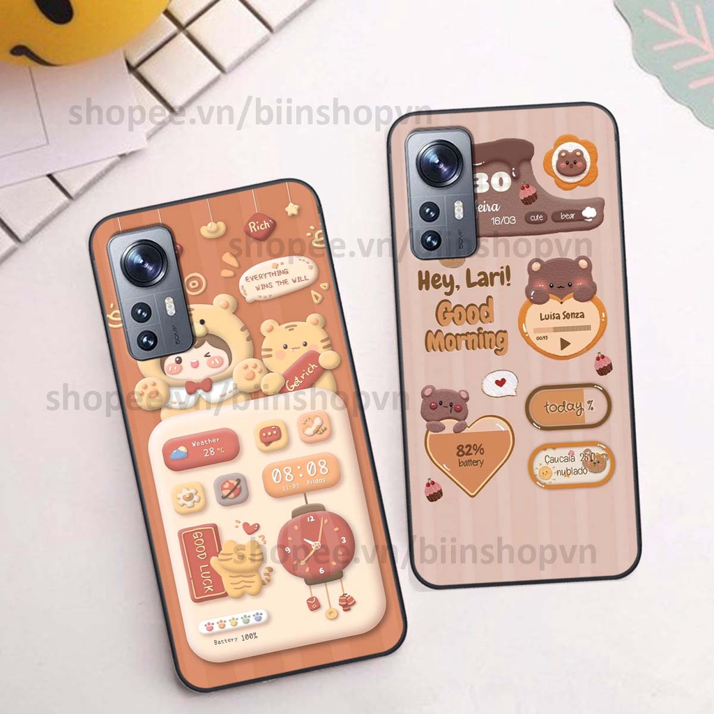 Ốp Xiaomi 12 / Xiaomi 12 Pro in 3D icon gấu nổi siêu xinh, siêu đáng yêu, cá tính phong cách