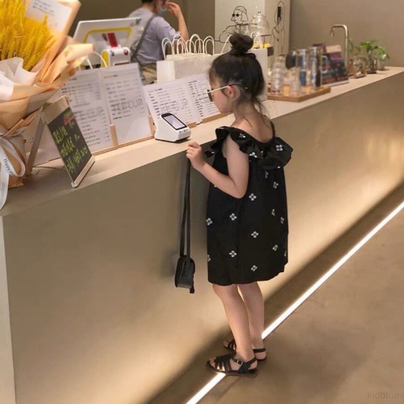 Đầm Hoa Hai Dây Phong Cách Hàn Quốc Xinh Xắn Cho Bé Gái