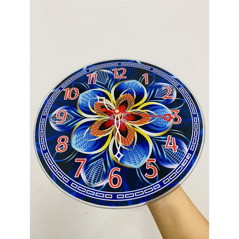 ĐỒNG HỒ KÍNH - mẫu hoa xanh 2021 - kích thước 30cm