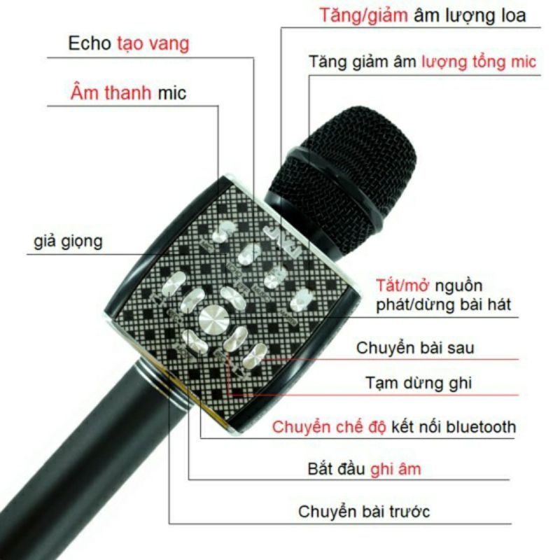 Micro Karaoke Buetooth Không Dây YS 92 Hàng Cao Cấp - Âm Thanh Sống Động - livestream- thu Âm (PD465604)