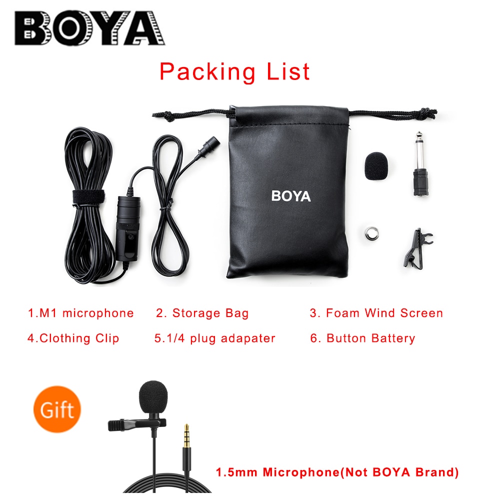 Micro cài áo Boya BY-M1 cổng 3.5mm 5.0 chuyên dụng cho điện thoại thông minh