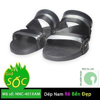 [Giảm giá Sales] - Dép nam hai quai ngang cao su đang HOT - hàng Việt Nam chất lượng cao - NNC-401XAM (Sọc xám)