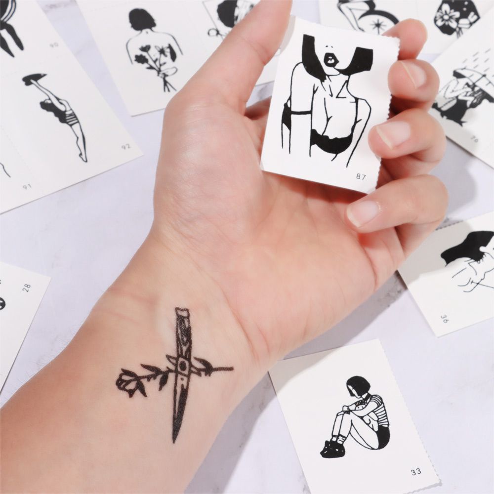 Set 100 hình xăm dán tạm thời chống nước unisex