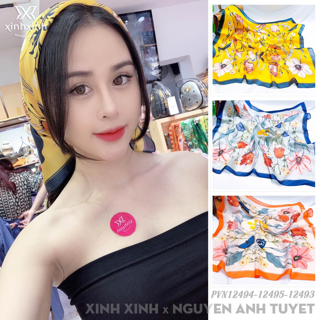 Khăn Lụa Khăn Turban Khăn Thắt Túi Khăn Thắt Áo Bằng Lụa Vuông Size 70*70