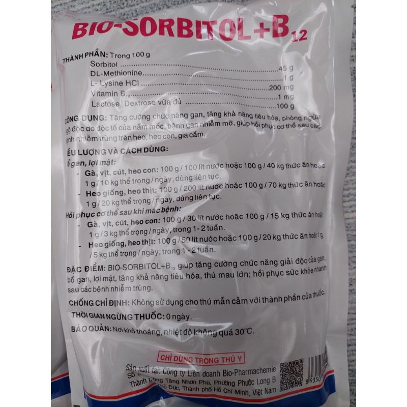 Sorbitol b12 1kg, giải đọc gan thận, bổ gạn lợn gà chó mèo trâu bò dê cừu vịt ngan dê thỏ, heo, chim