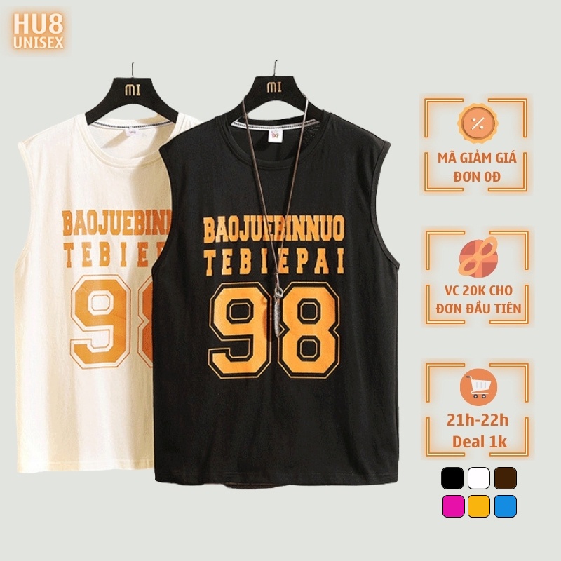 Áo tanktop nam nữ, áo ba lỗ from rộng thời trang thể thao bóng rổ đẹp giá rẻ freeship mã AT12