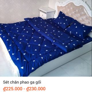 Sét chăn phao ga gối tam giác xanh