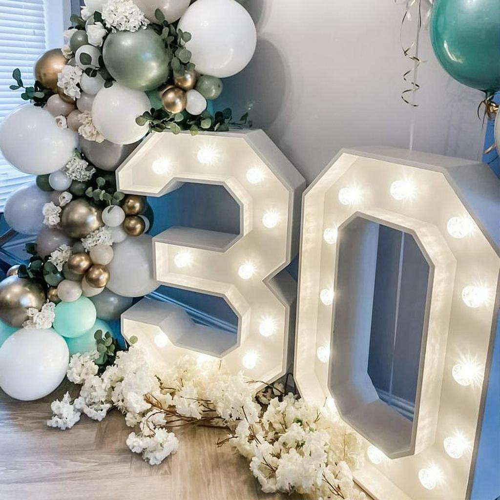 Khung Gắn Bong Bóng Đèn LED Kiểu Mosaic Số 21st 30th 40th 60th Trang Trí Tiệc Sinh Nhật / Đám Cưới